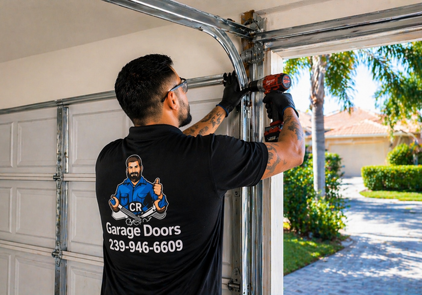 garage door technician working